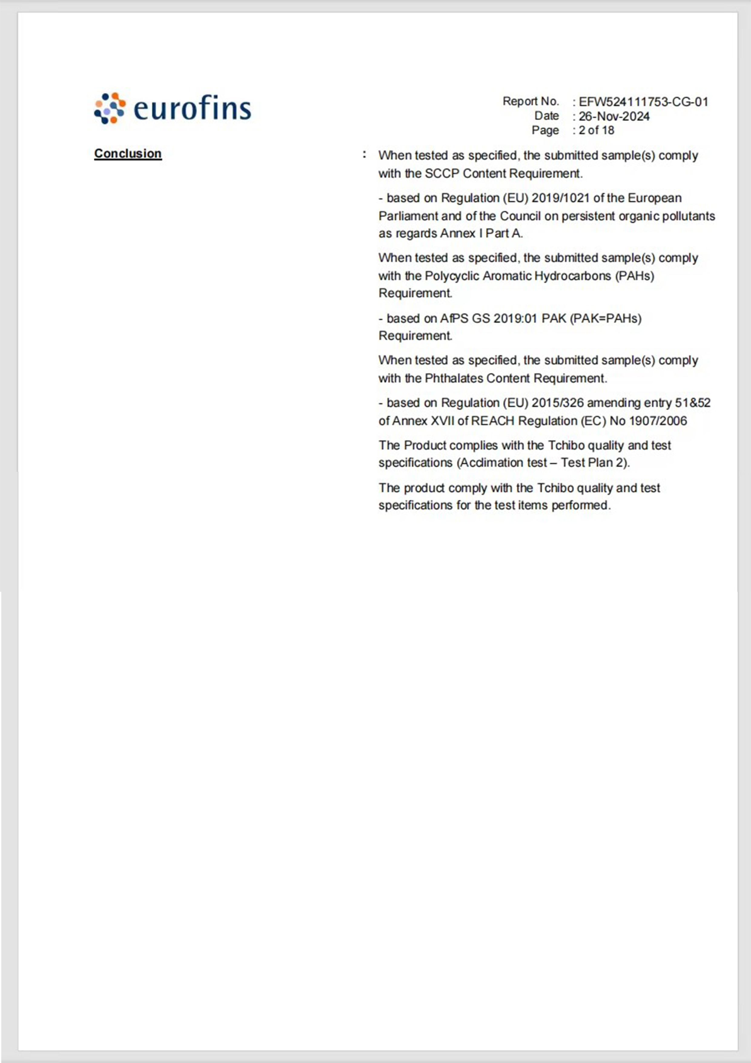 FDA certificate