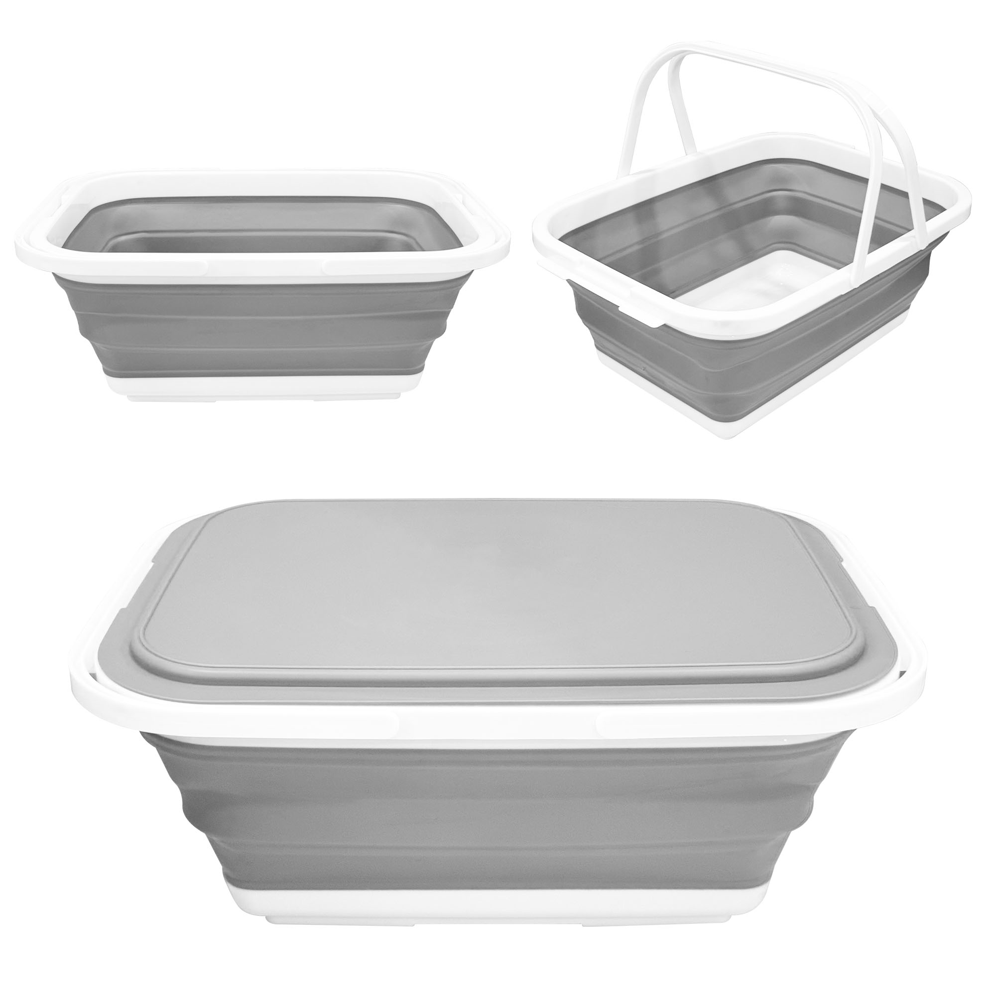 18L Collapsible Storage Bucket with Lid & Drain Hole