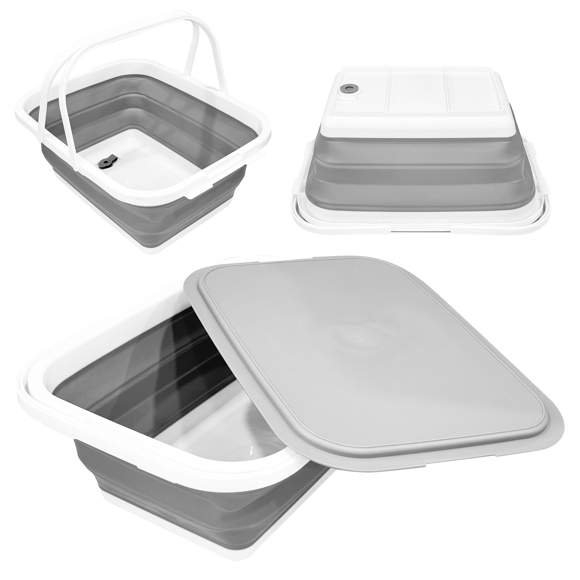 18L Collapsible Storage Bucket with Lid & Drain Hole