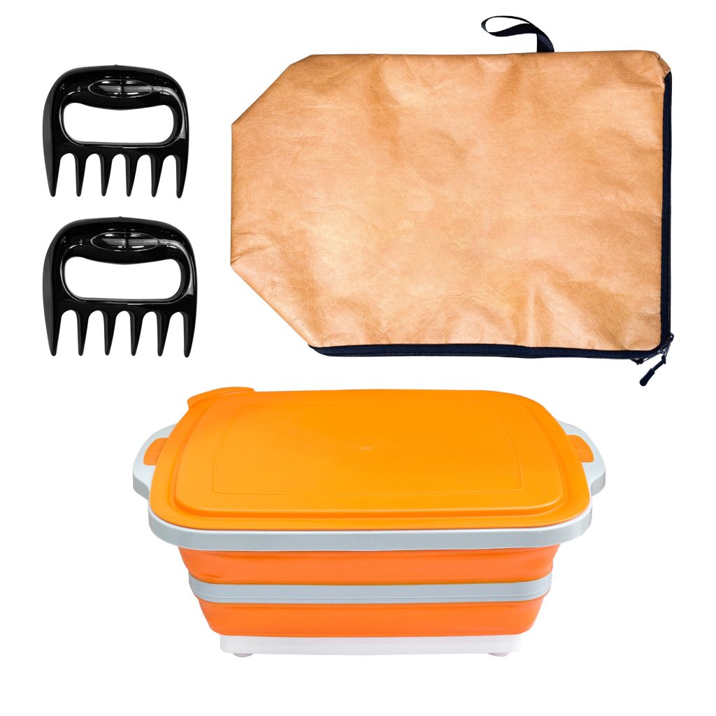 8L Collapsible BBQ Prep Set – Insulated Bag & Meat Claws