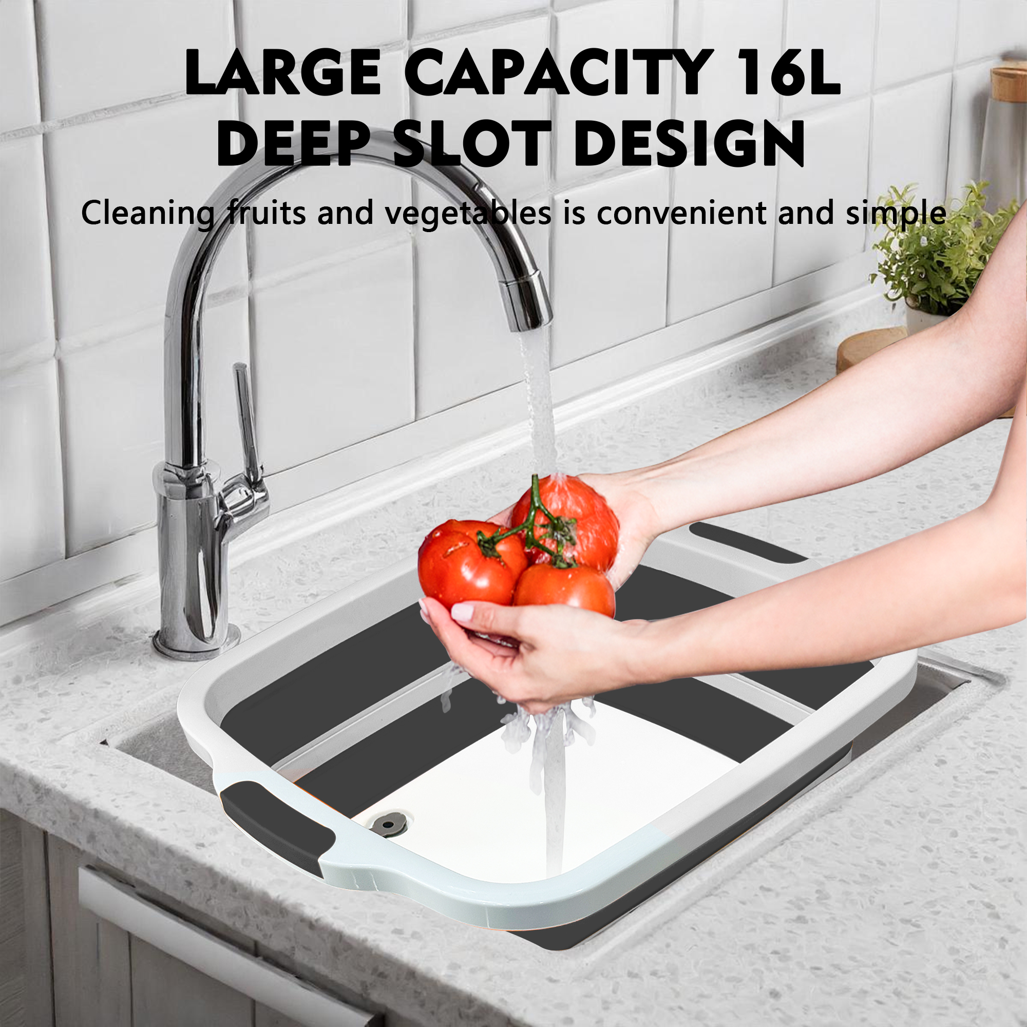 Detail of the 16L black wash basin