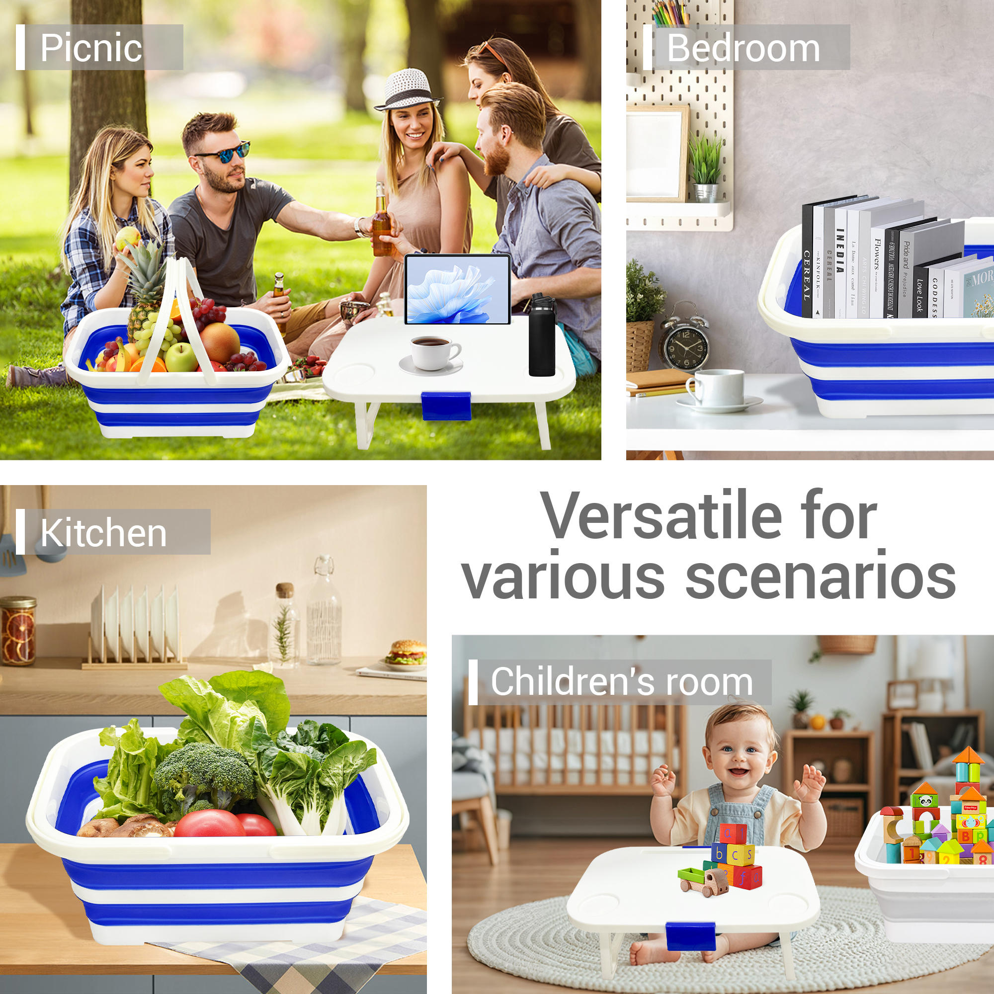 Collapsible picnic basket with table top in three sizes - 15L, 20L and 30L